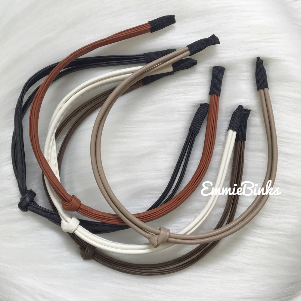 ✨3for$38  New Set of 5 Vegan Leather Thin Knot Accent Hairbands